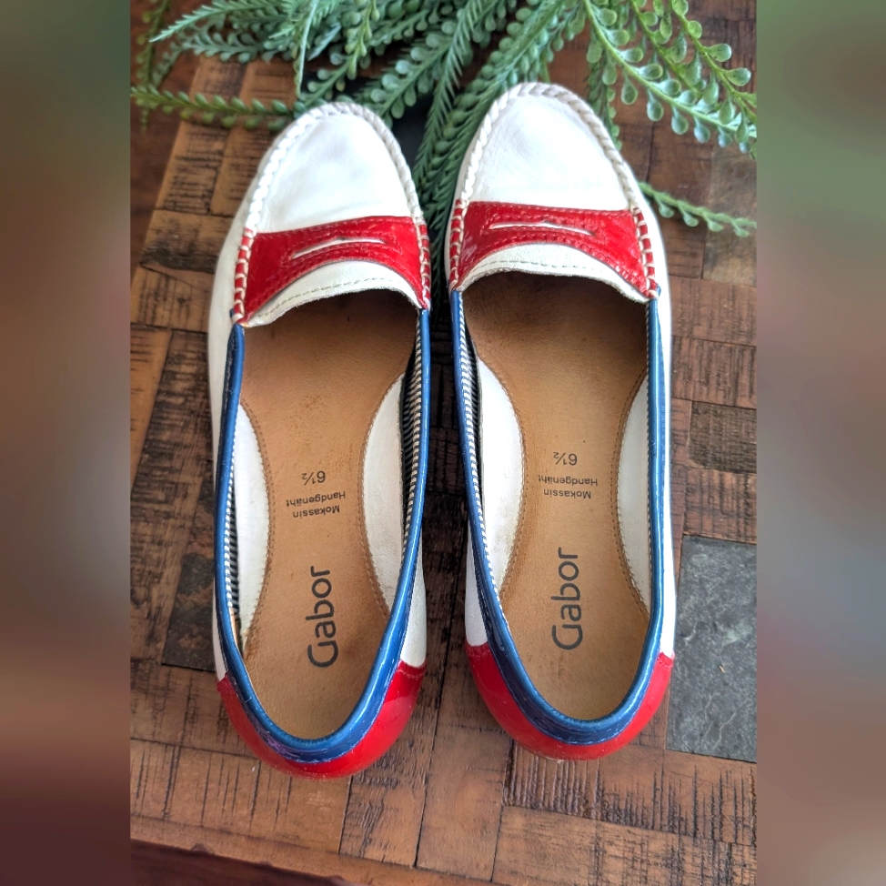 Gabor Red And White Mocassin Comfortable Loafers